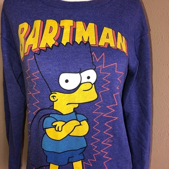 THE SIMPSONS Bart Crew Neck Pullover Sweatshirt Sz S Juniors - Picture 3 of 7